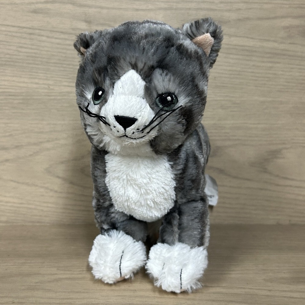 IKEA LILLEPLUTT CUTE GRAY AND WHITE STRIPPED CAT 9" Plush STUFFED ANIMAL Toy - Picture 1 of 7